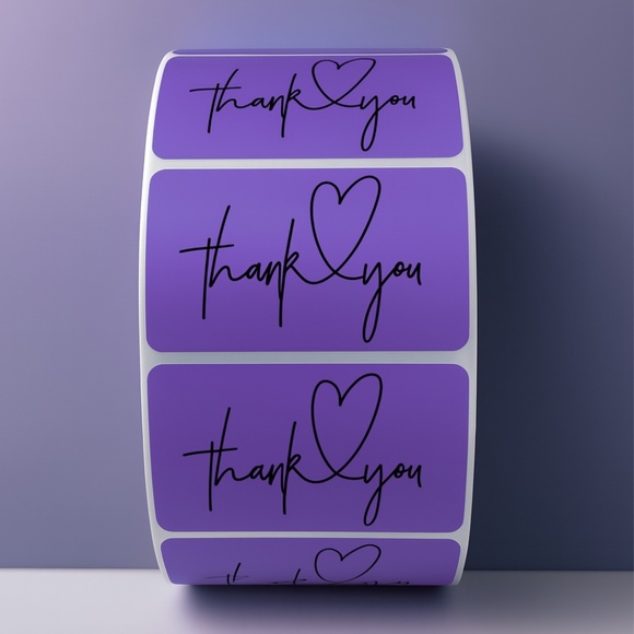 Thank You Heart Stickers – Modern Script Labels for Small Business Packaging - Picture 4 of 11